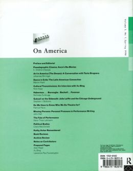 Back cover of Performance Research: Volume 3 Issue 1 - On America