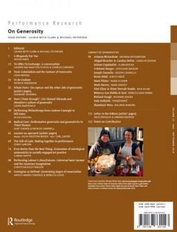 Back cover of Performance Research: Volume 23 Issue 6 - On Generosity